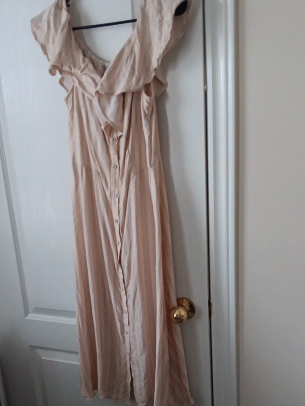 H&M Soft Ruffle Cream Button-Down Maxi Dress - Picture 4 of 7